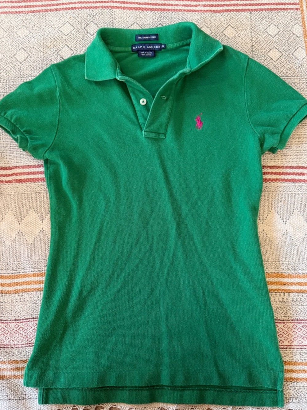 Ralph Lauren Green Polo Shirt with Navy Labels